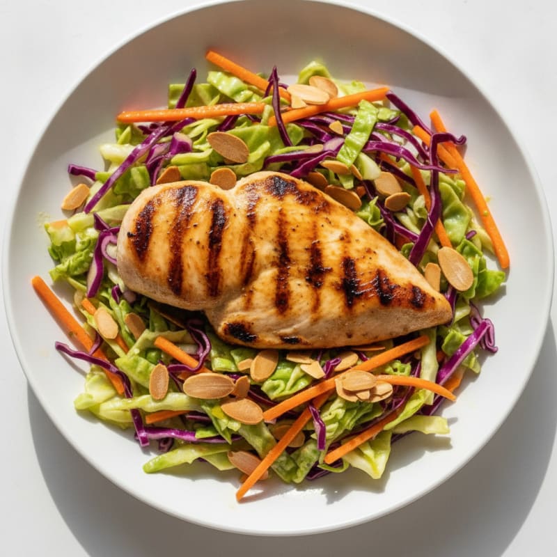 Grilled Chicken Breast with Crunchy Cabbage Slaw