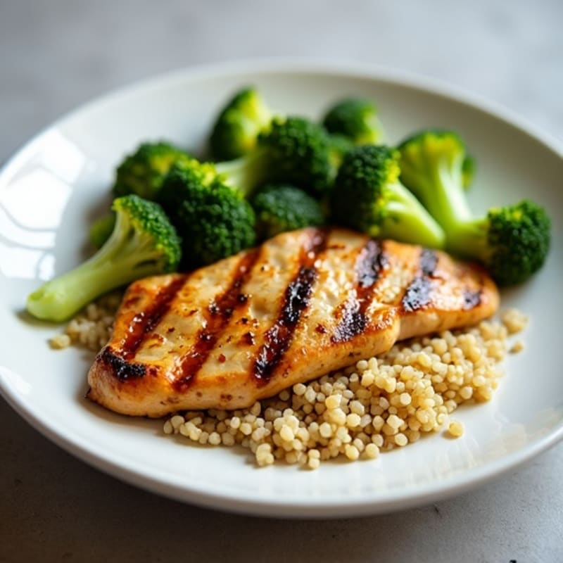 Grilled Chicken Breast with Quinoa and Steamed Broccoli