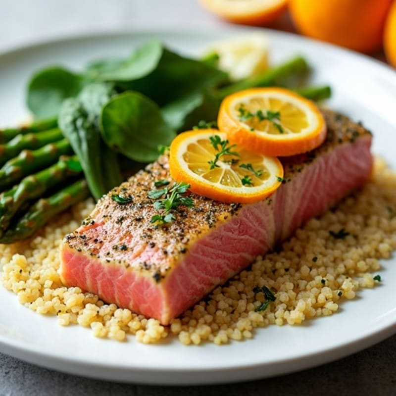 Herb-Crusted Seared Tuna with Citrus Glaze