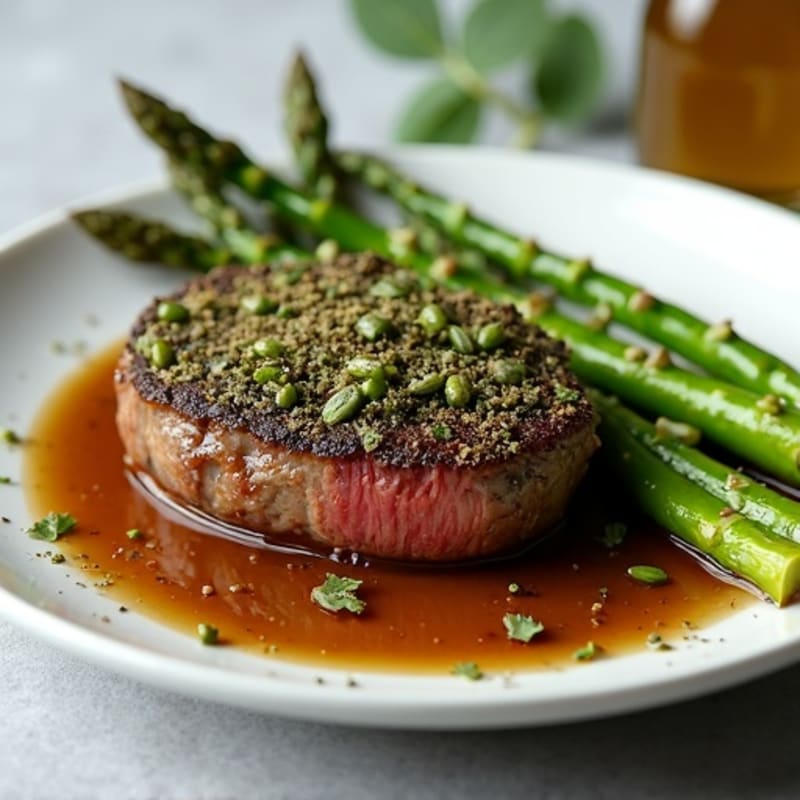 Savory Herb-Crusted Beef with Roasted Asparagus