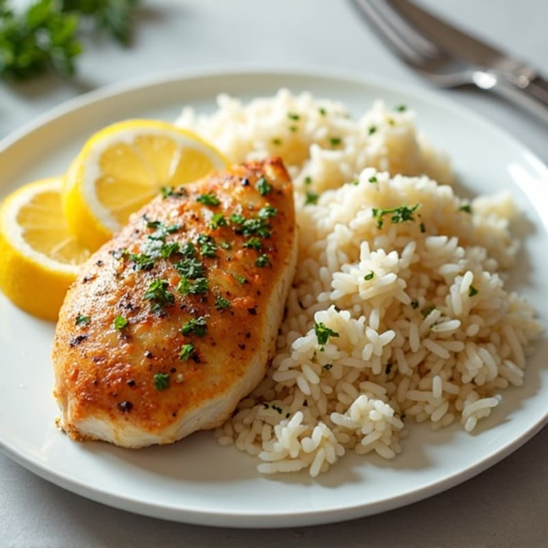 Lemon Herb Baked Chicken with Fluffy Jasmine Rice