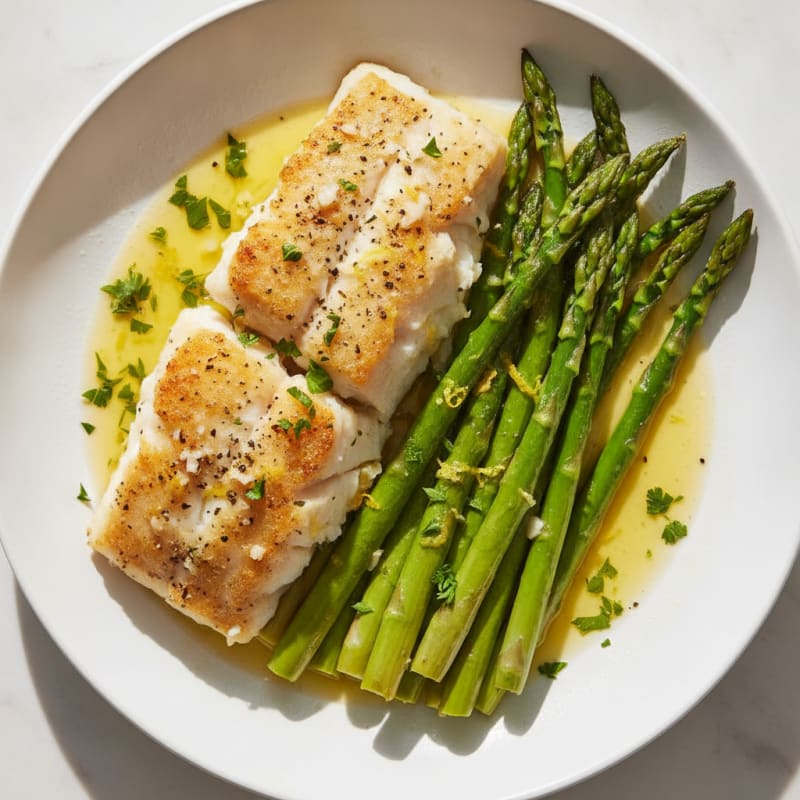 Lemon Herb Baked Cod with Asparagus