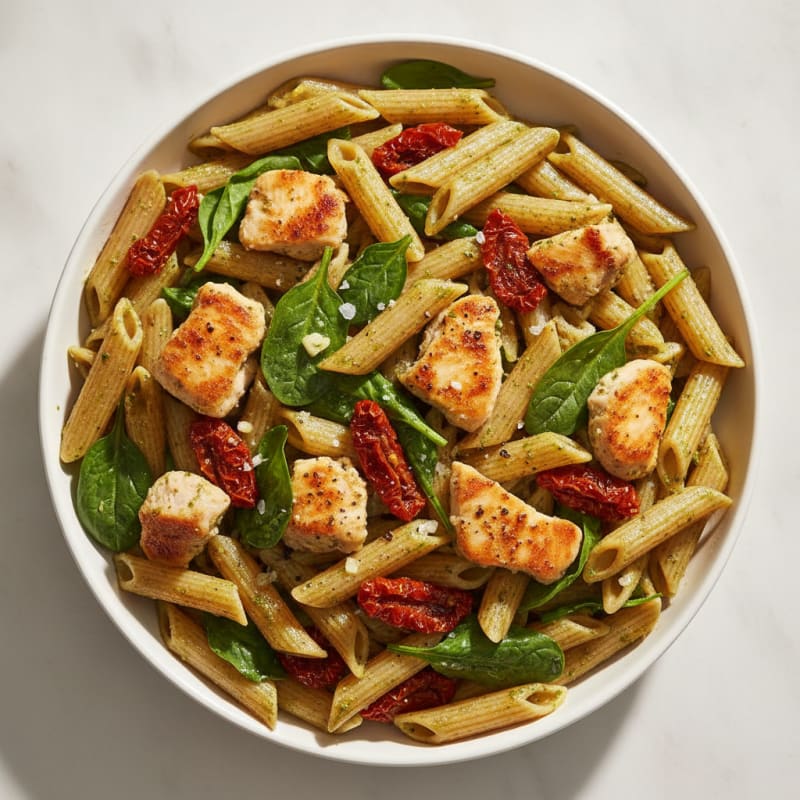 Pesto Chicken Pasta with Sun-Dried Tomatoes