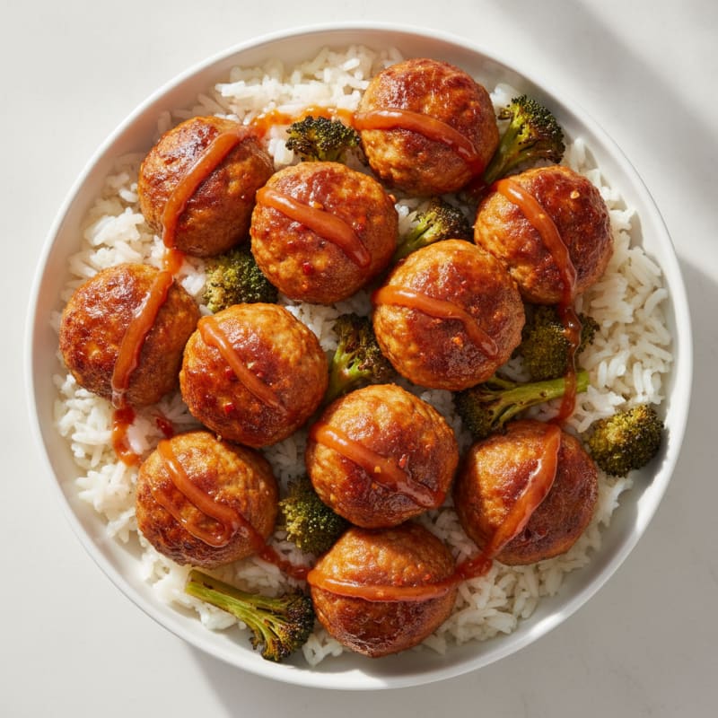 Hot Honey Chicken Meatball Bowl