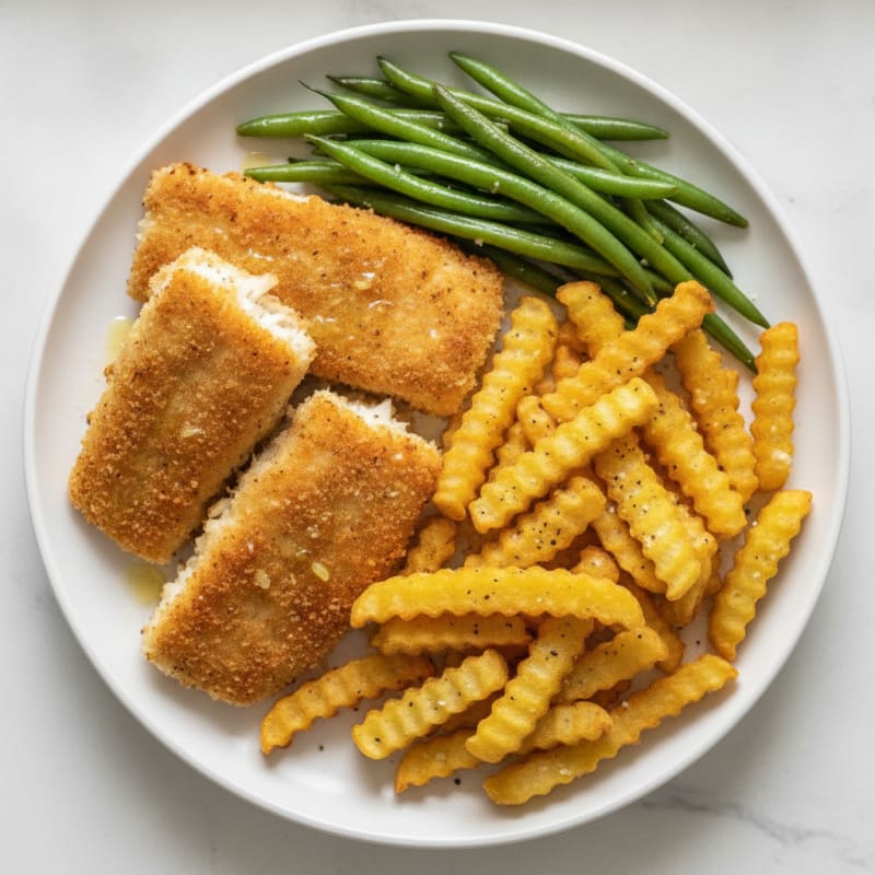 Baked Fish Fillets with Seasoned Fries