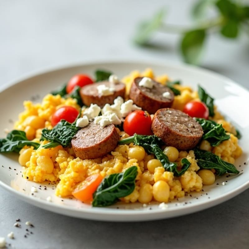Egg White Scramble with Turkey Sausage and Spinach