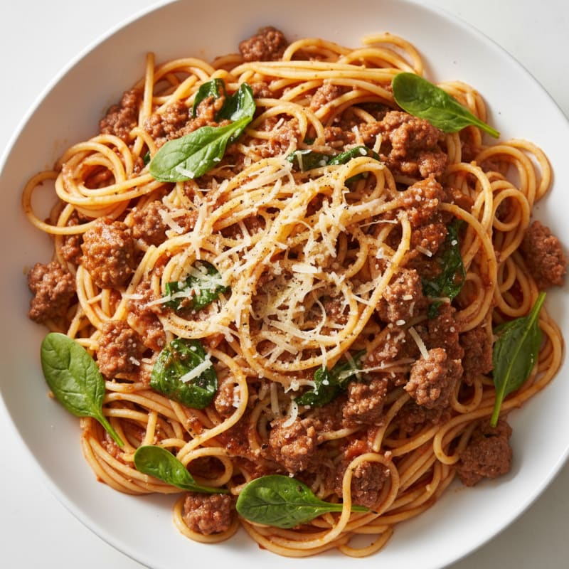 Ground Beef Marinara Angel Hair Pasta