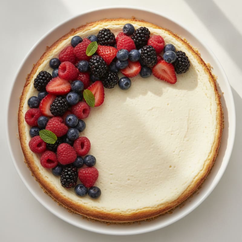 Greek Yogurt Protein Cheesecake with Mixed Berries