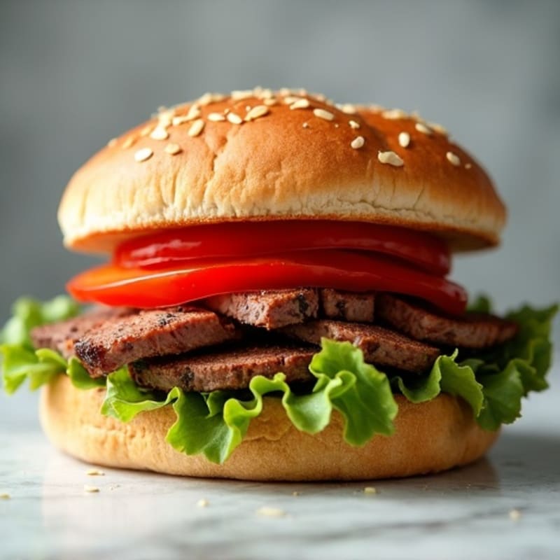 Lean Sliced Steak and Bell Pepper Sandwich