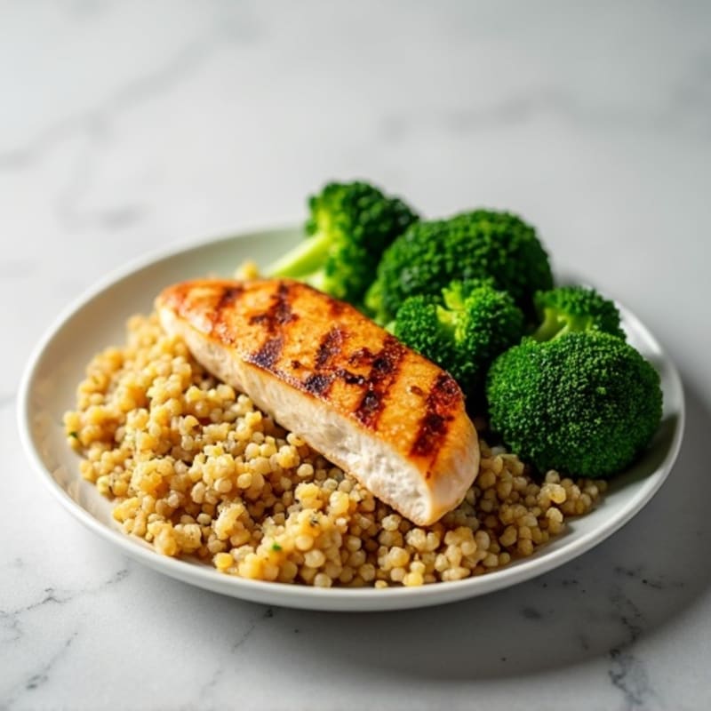 Grilled Chicken Breast with Quinoa and Steamed Broccoli