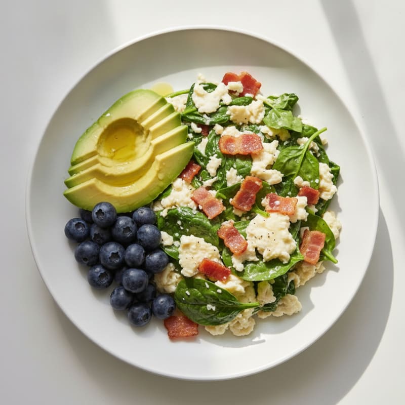 Egg White Scramble with Spinach and Turkey Bacon