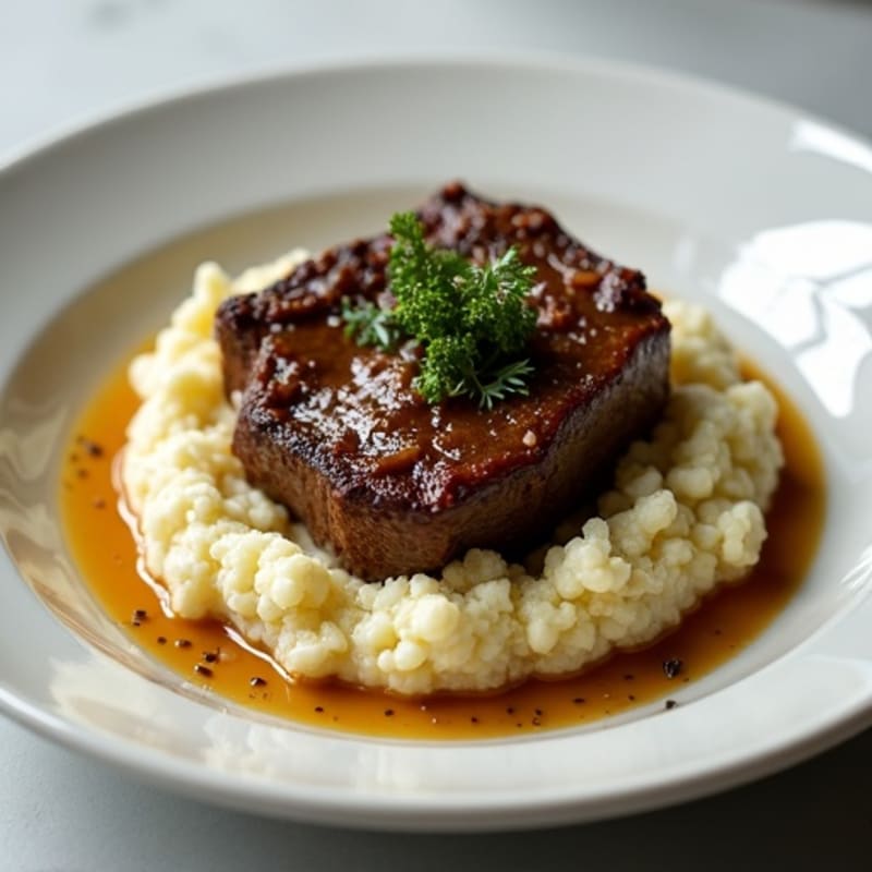 Tender Slow-Braised Short Ribs with Creamy Cauliflower Mash