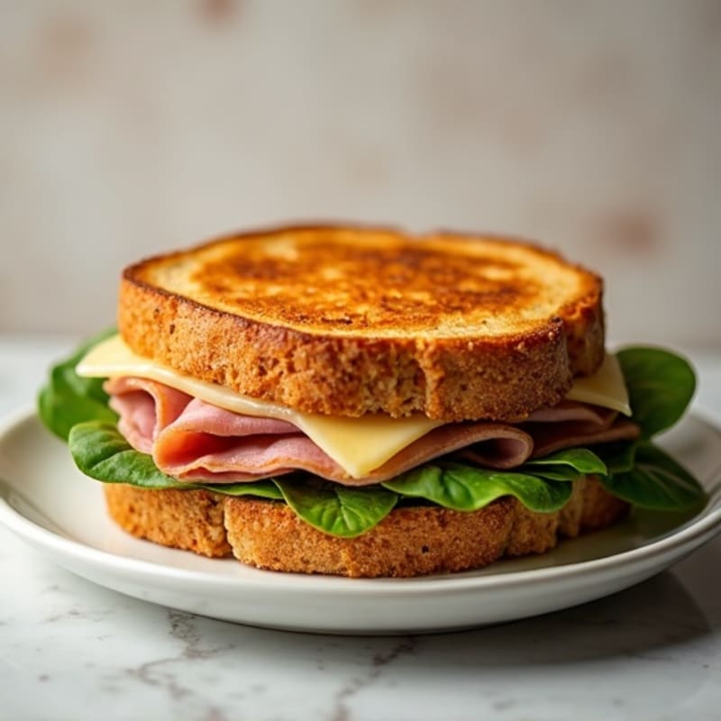 Crispy Baked Ham & Swiss Melt with Fresh Greens