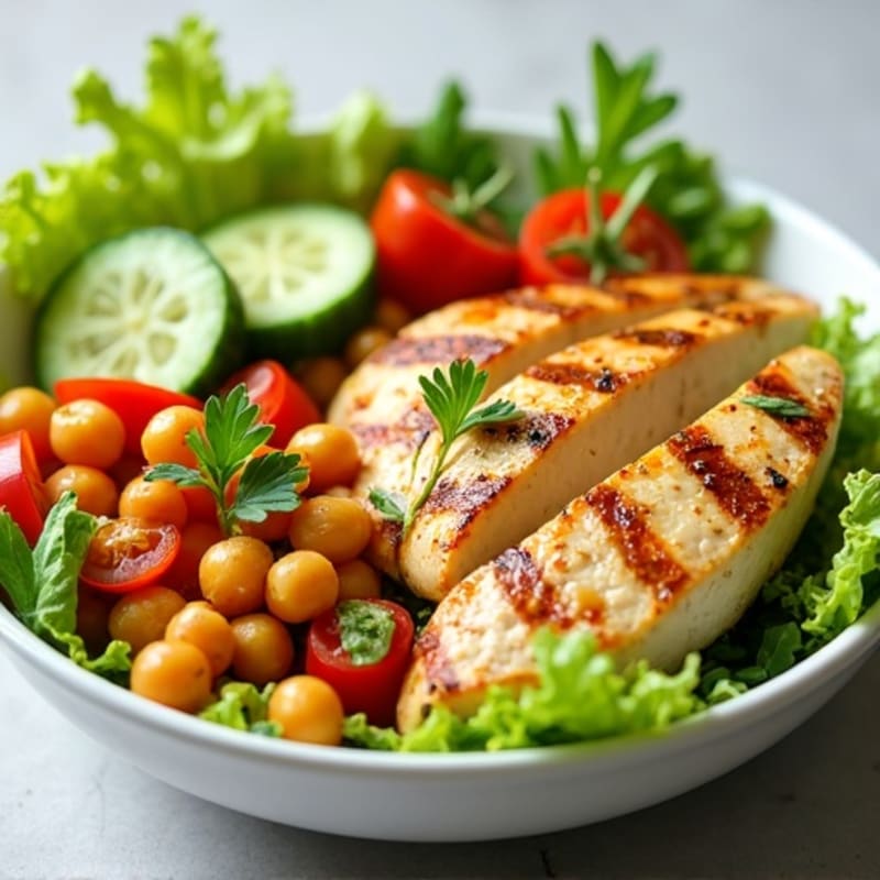 Lemon Herb Chicken and Chickpea Salad Bowl