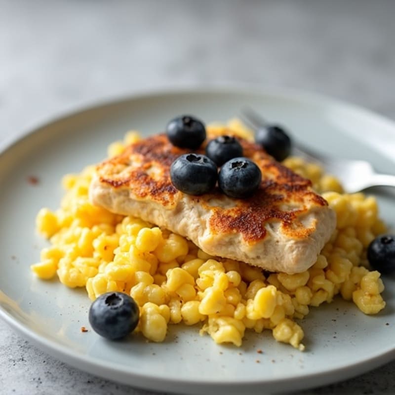 Egg White and Chicken Breast Scramble with Fresh Berries