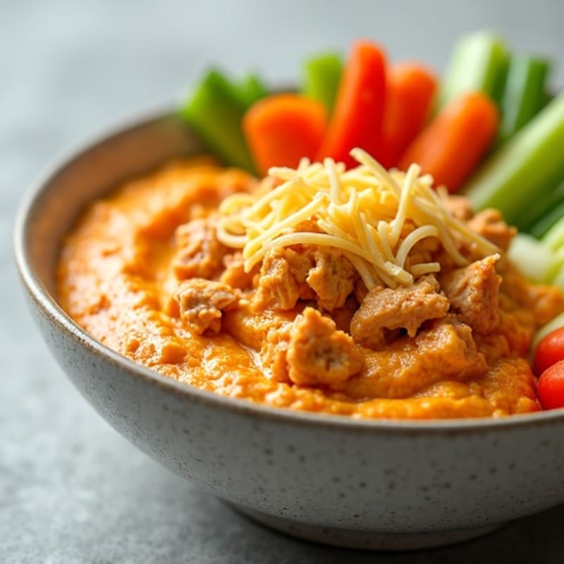 Creamy Buffalo Chicken Dip Bowls with Fresh Crunchy Veggies