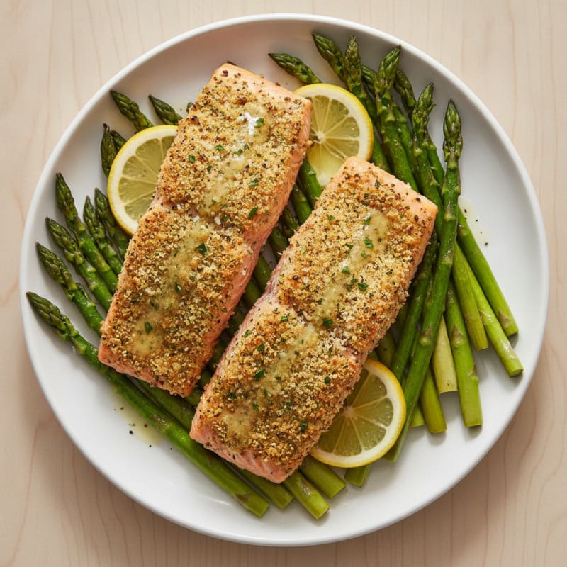 Herb-Crusted Salmon with Roasted Asparagus
