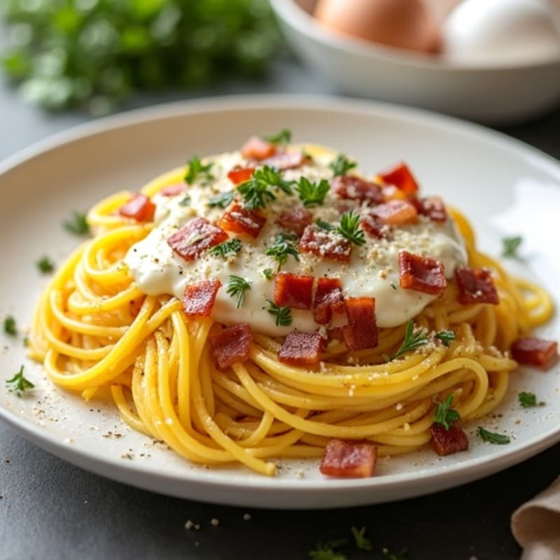 Creamy Turkey Bacon Spaghetti Squash Carbonara