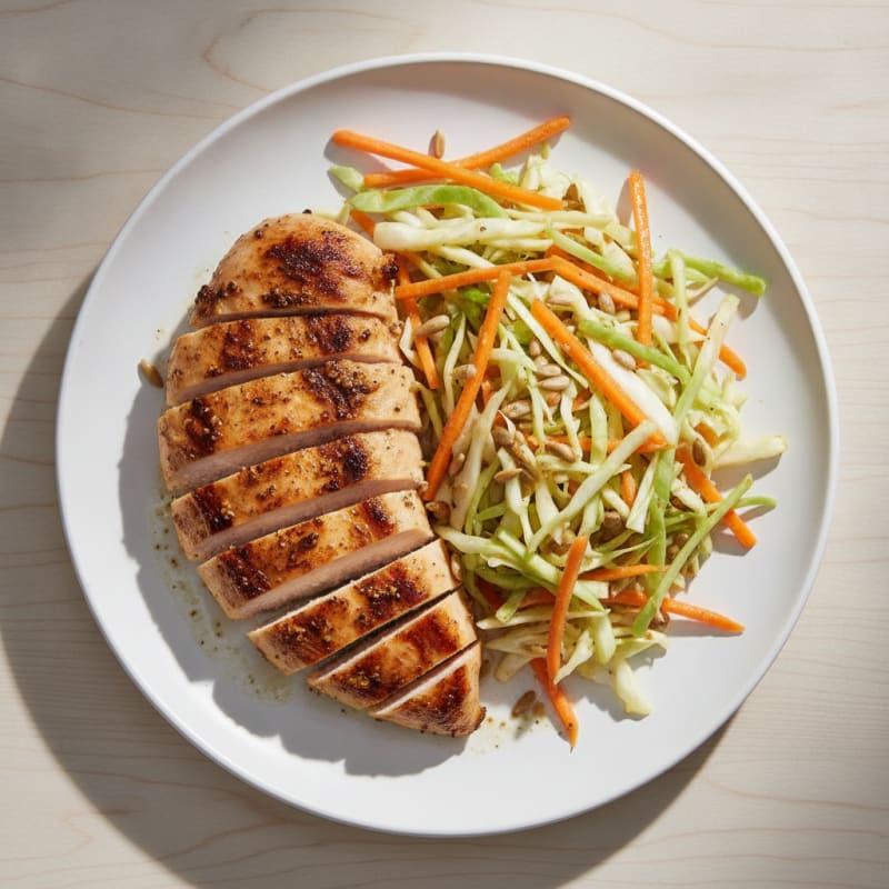 Grilled Chicken Breast with Crunchy Cabbage Slaw