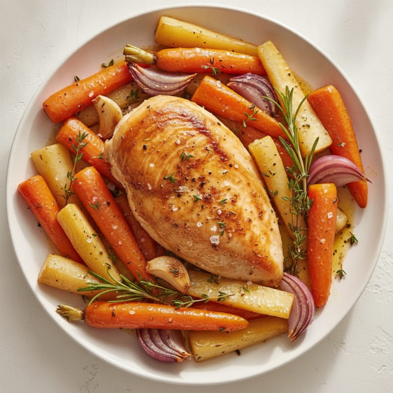 Garlic Herb Roasted Chicken with Root Vegetables