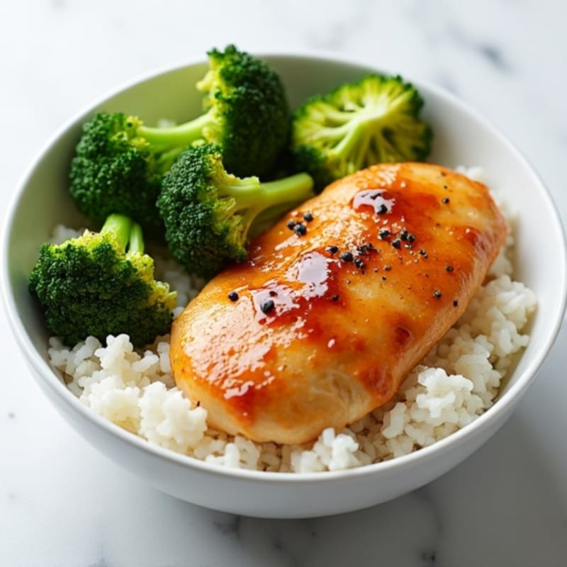 Honey-Garlic Chicken Rice Bowl with Roasted Broccoli