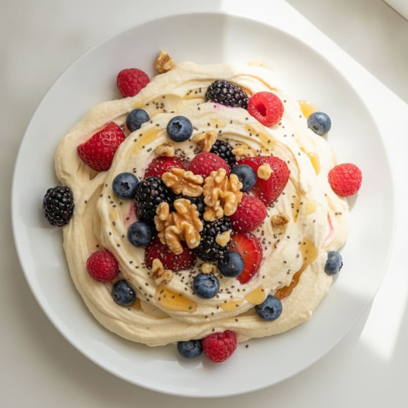 Greek Yogurt Protein Mousse with Mixed Berries