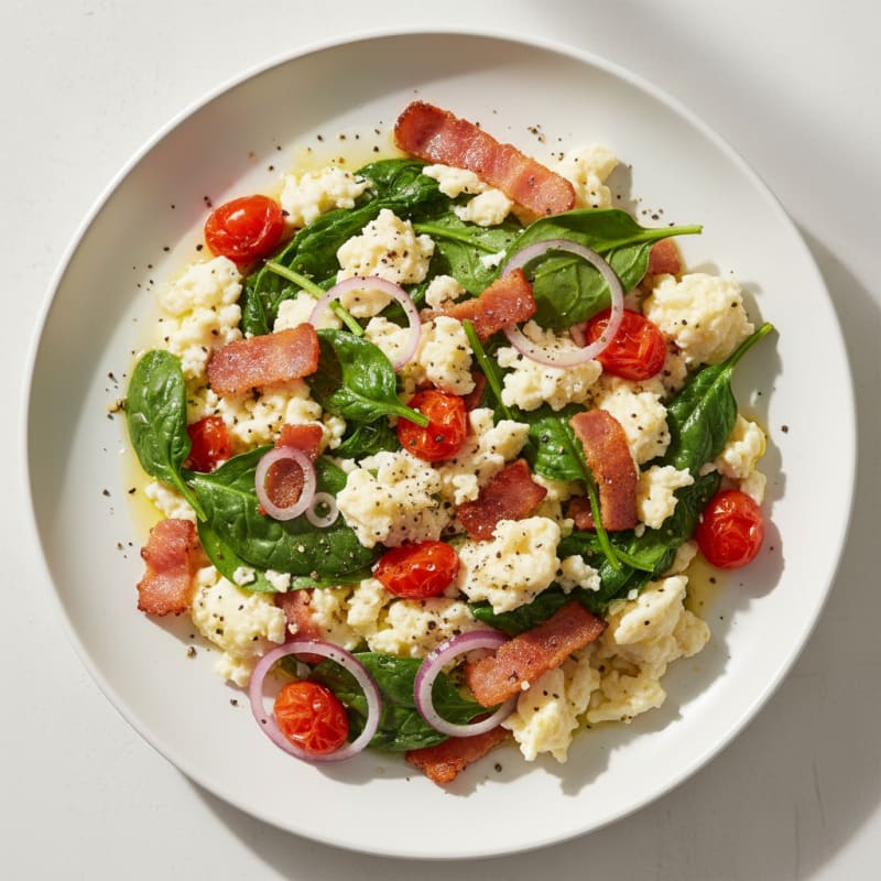 Egg White Scramble with Spinach and Turkey Bacon