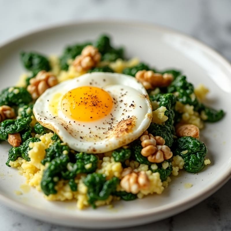 Egg White Spinach Scramble with Cottage Cheese