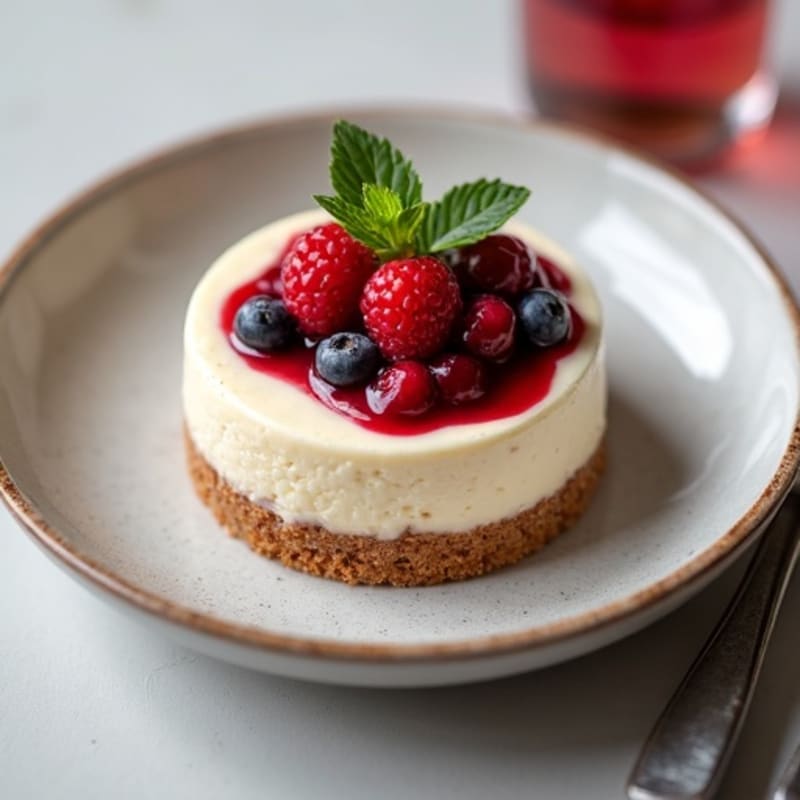 Creamy Protein Cheesecake with Berry Compote