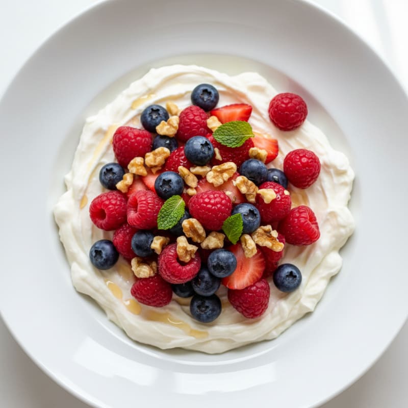 Silky Greek Yogurt Protein Pudding with Mixed Berries