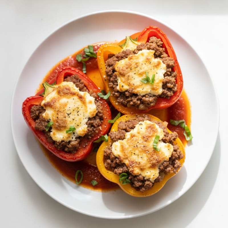 Ground Beef and Ricotta Stuffed Bell Peppers