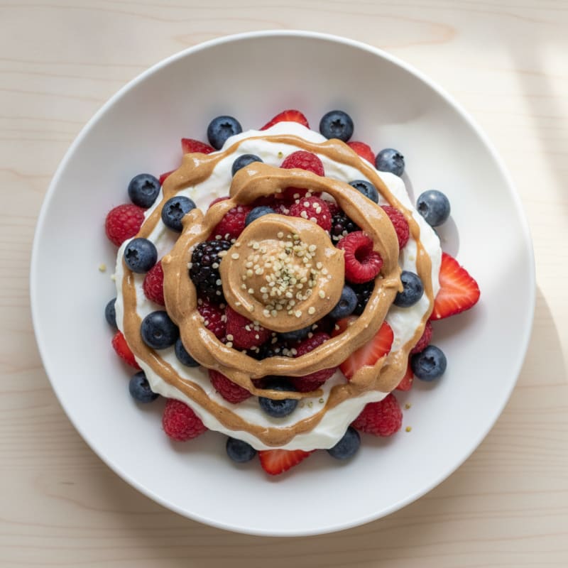 Greek Yogurt Parfait with Mixed Berries and Almond Butter