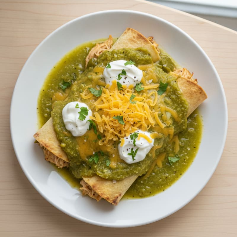 Chicken Poblano Enchiladas with Tomatillo Sauce