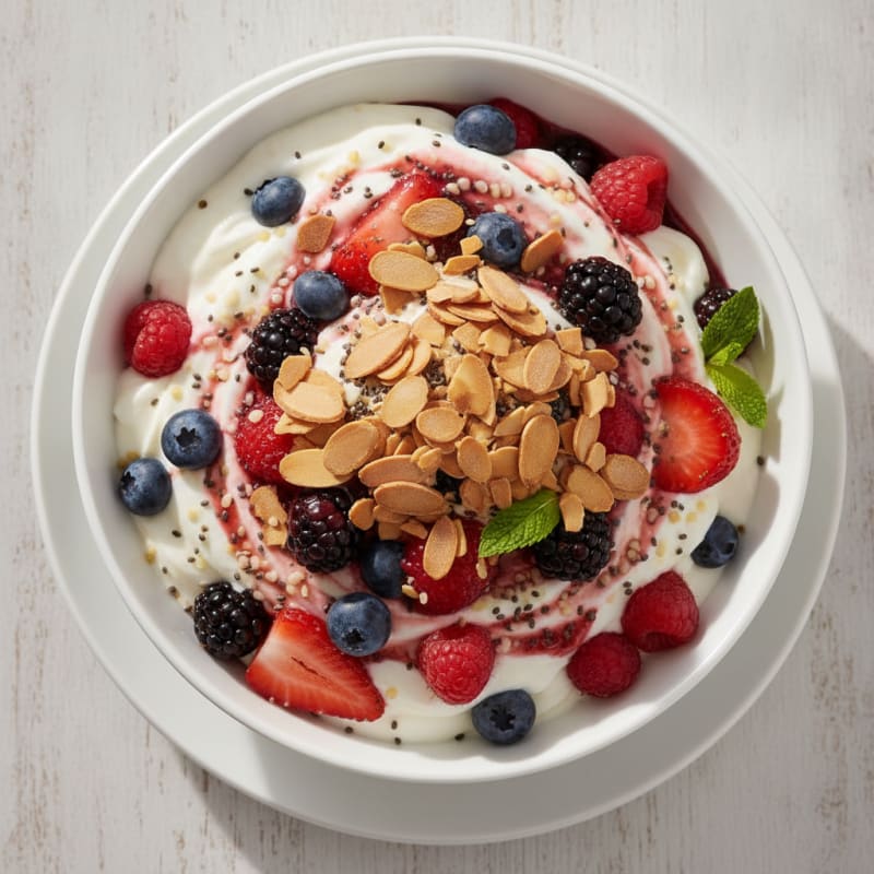 Greek Yogurt Protein Parfait with Mixed Berries