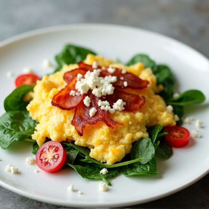 Egg White Scramble with Spinach and Turkey Bacon