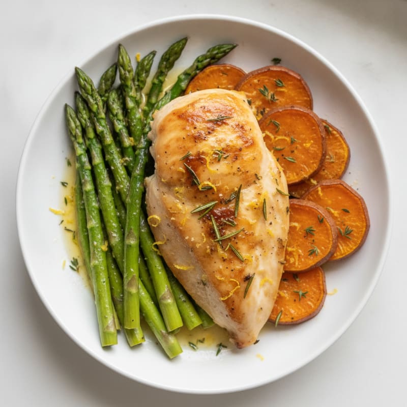 Lemon Herb Roasted Chicken with Asparagus