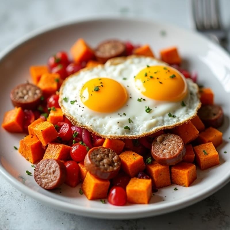 Protein-Packed Sweet Potato Hash with Sunny Eggs