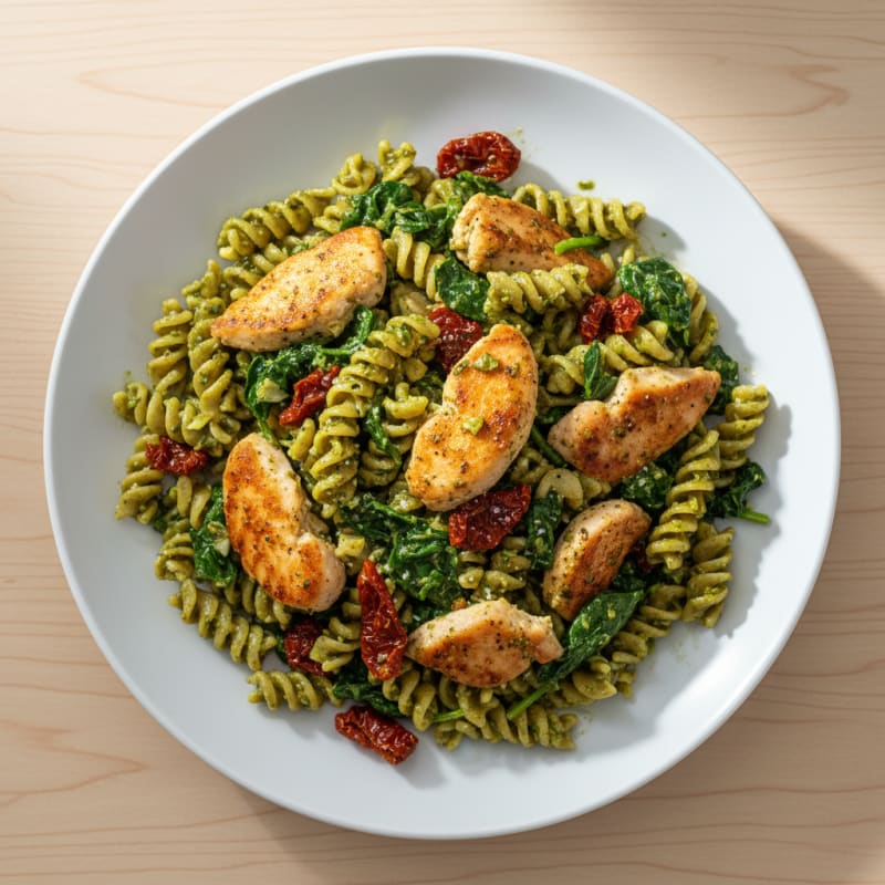 Creamy Pesto Chicken Pasta with Sun-Dried Tomatoes