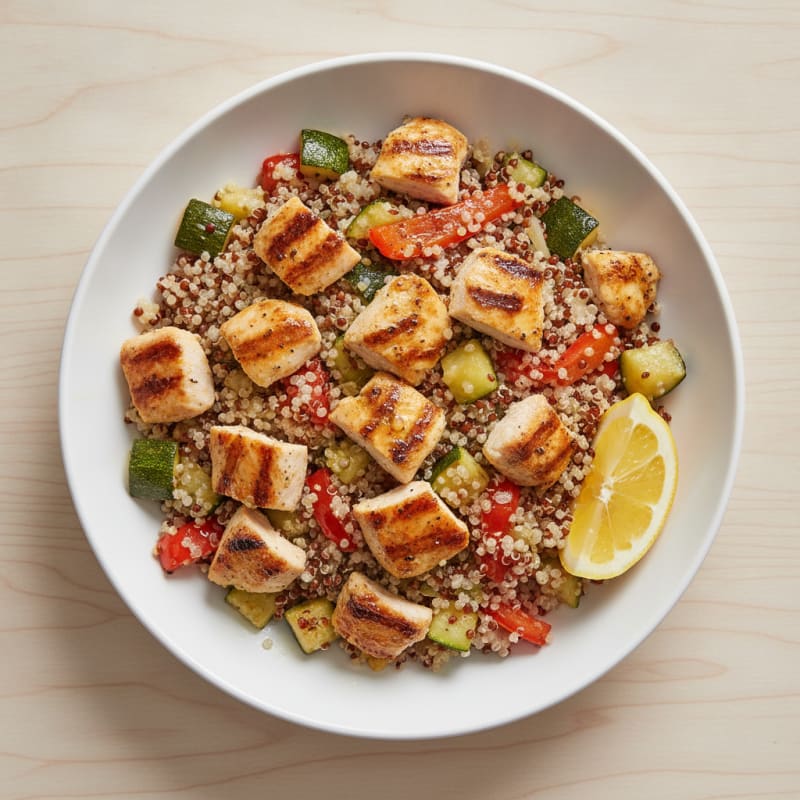 Grilled Chicken and Quinoa Bowl with Roasted Vegetables