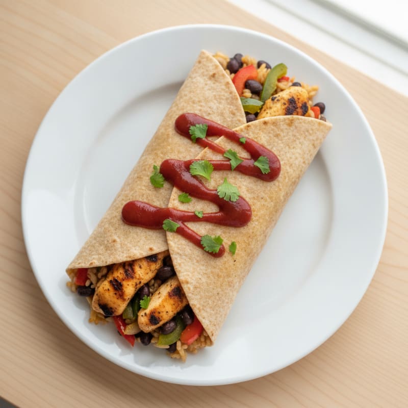 Chicken Burrito with Black Beans and Rice