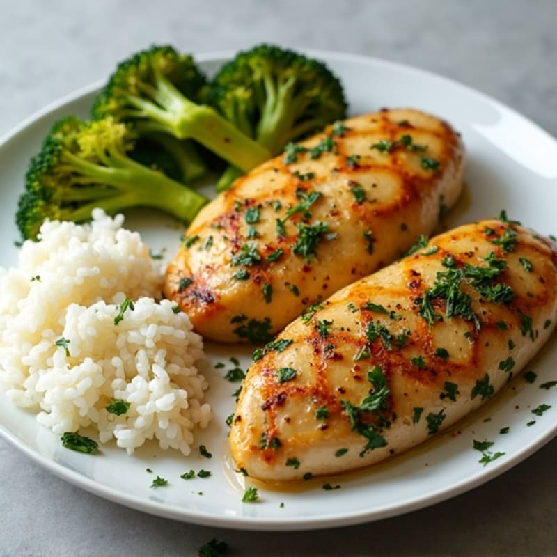 Sheet Pan Lemon Herb Chicken with Roasted Broccoli and Fluffy Rice