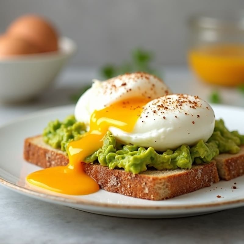 Creamy Avocado Toast with Cottage Cheese and Poached Eggs
