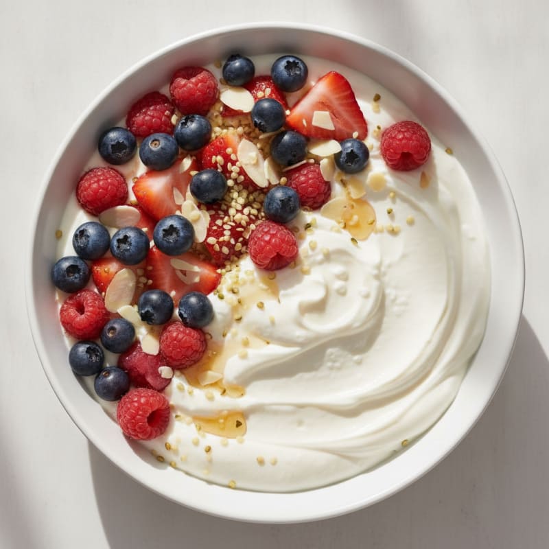 Silky Vanilla Protein Yogurt with Mixed Berries