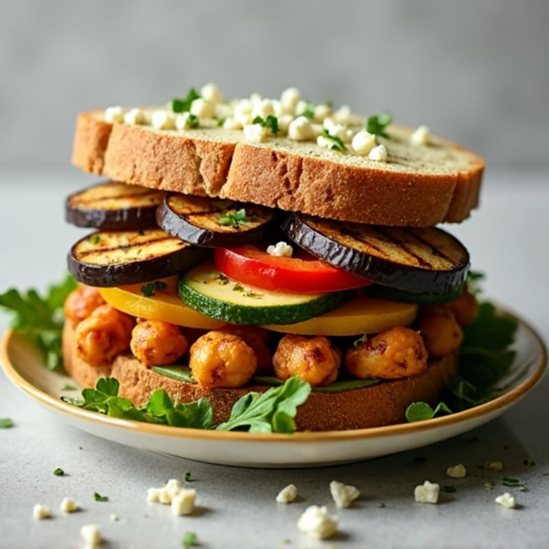 Herb-Marinated Grilled Vegetable Sandwich with Pesto