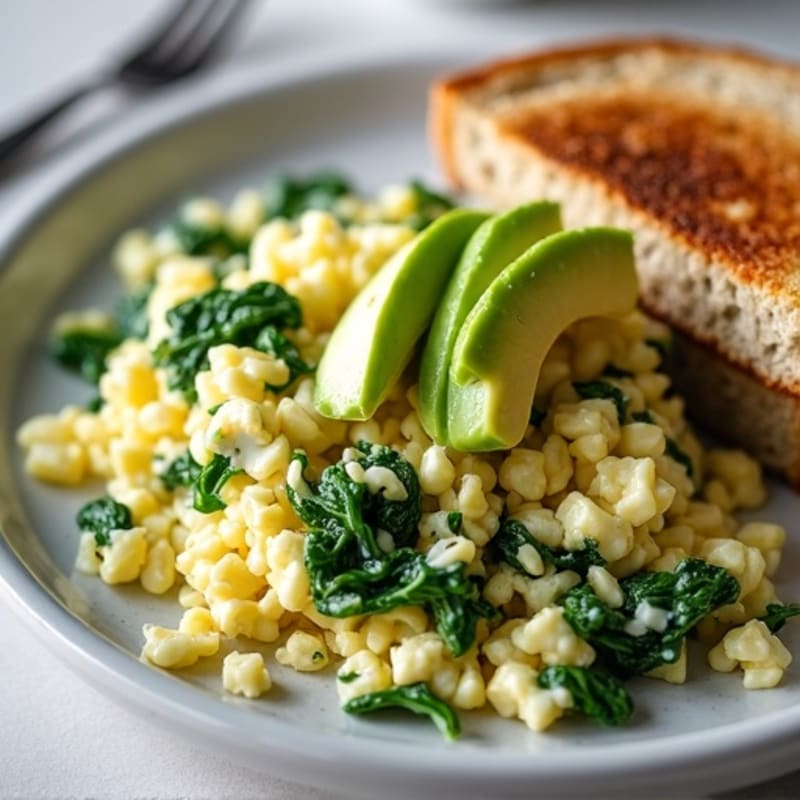 Egg White and Spinach Scramble with Cottage Cheese
