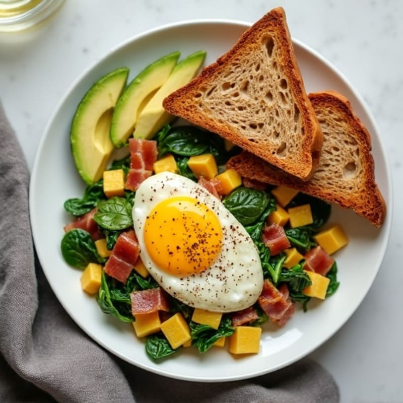 Egg White Scramble with Spinach and Turkey Bacon