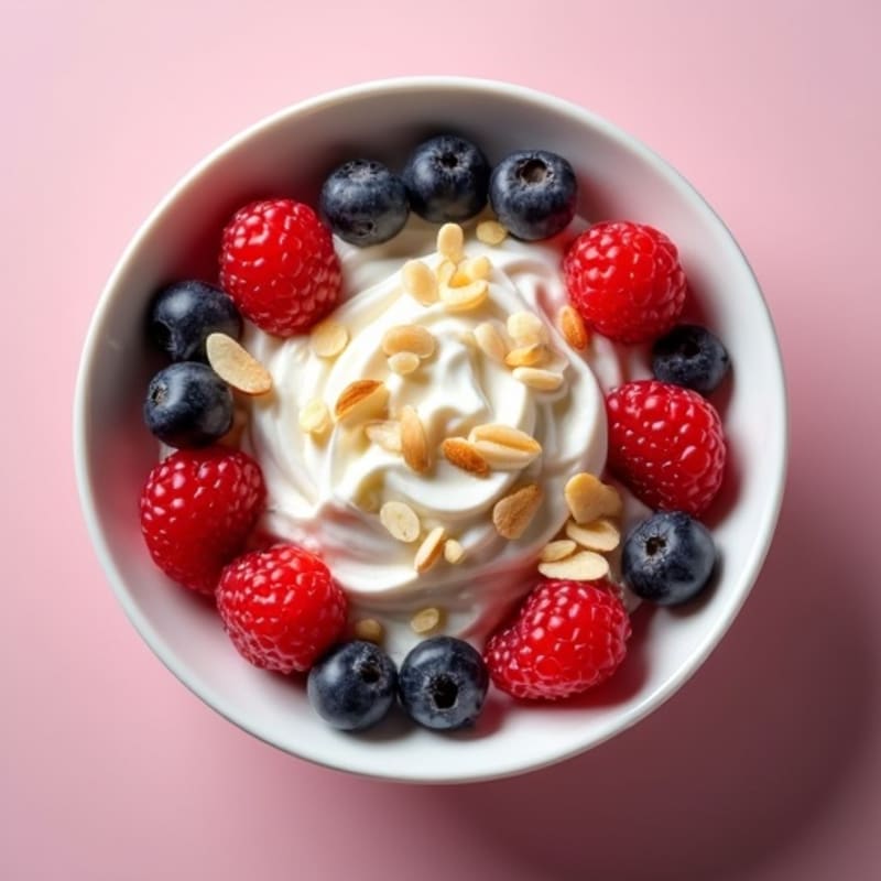 Cottage Cheese Berry Bowl with Sliced Almonds