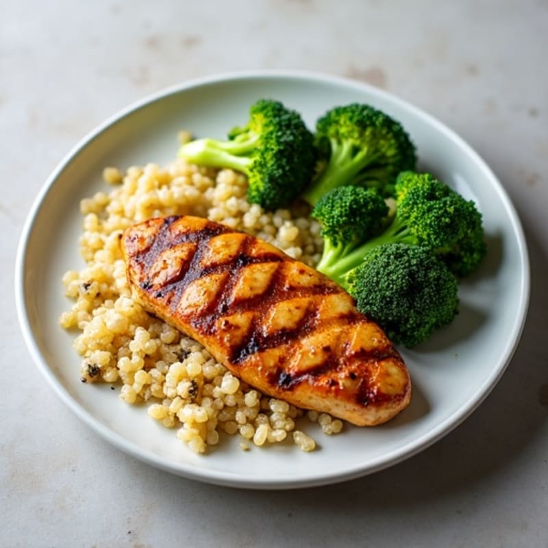 Grilled Chicken Breast with Quinoa and Steamed Broccoli