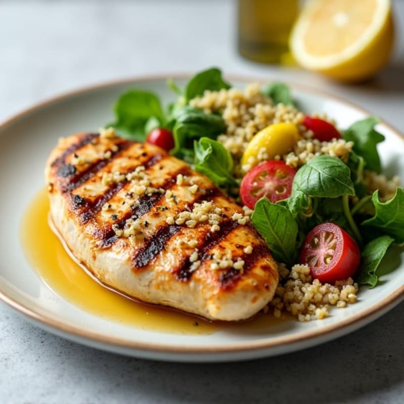 Grilled Chicken Breast with Mixed Greens and Quinoa Salad