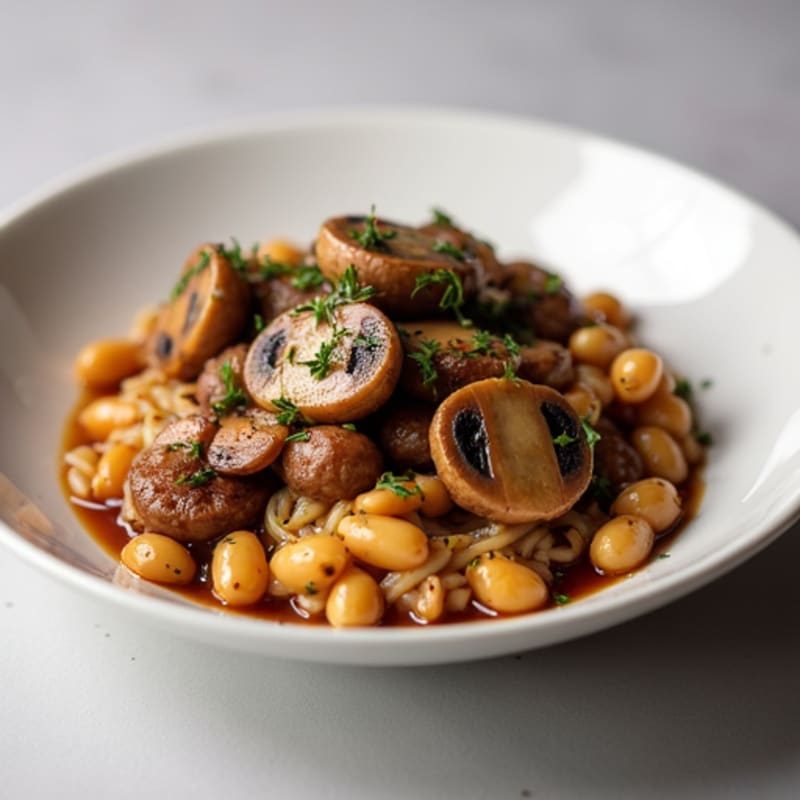 Red Wine Braised Mushrooms with Pearl Onions